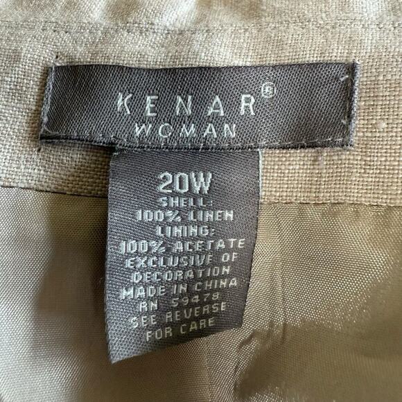 Kenar Woman 20W Linen Blazer Beige Embroidered Jacket Relaxed Oversized Comfort - Picture 8 of 13